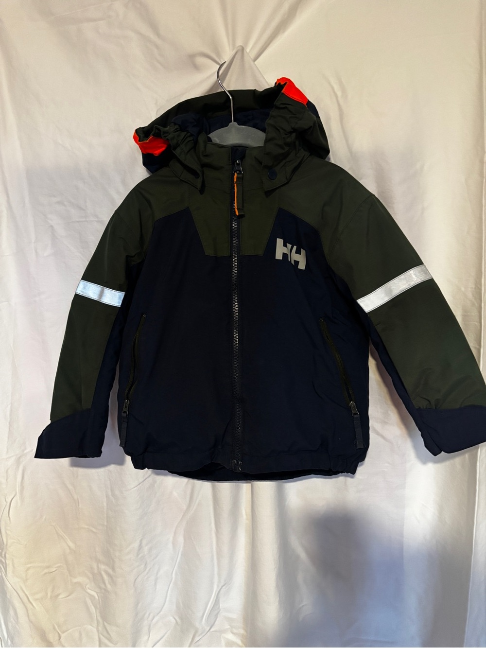 Helly Hansen Kids Navy, Olive & Orange Hooded Puffer Jacket